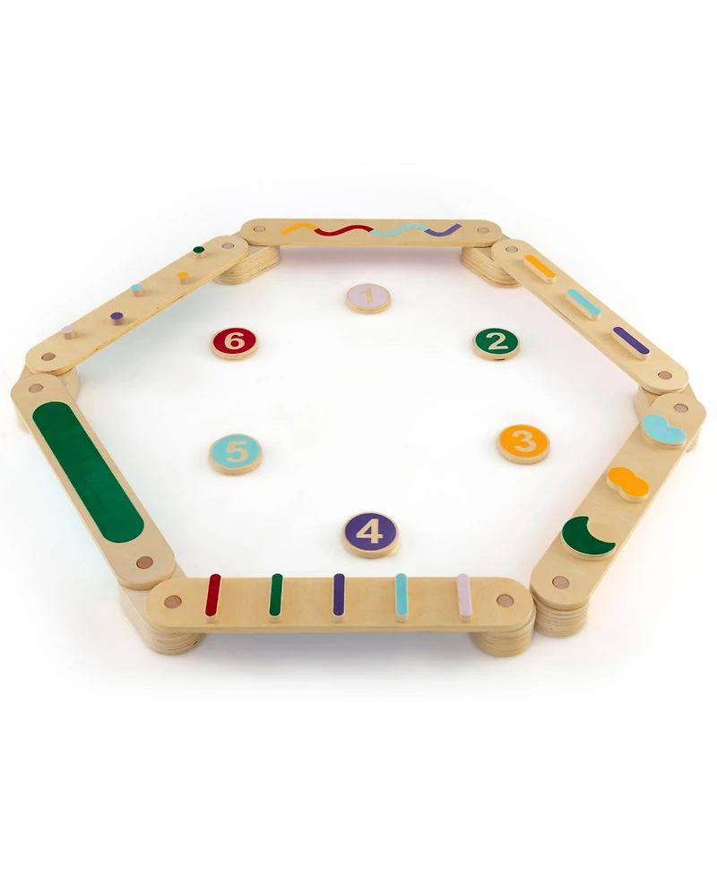 Gymax Wooden Balance Beam w/ Stepping Stones Balance Board Toy Playset for 1+ Toddlers