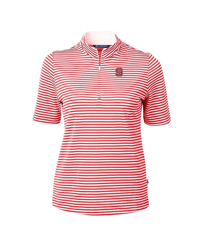 Cutter & Buck Women's Red Nc State Wolfpack DryTec Virtue Eco Pique Stripe Polo