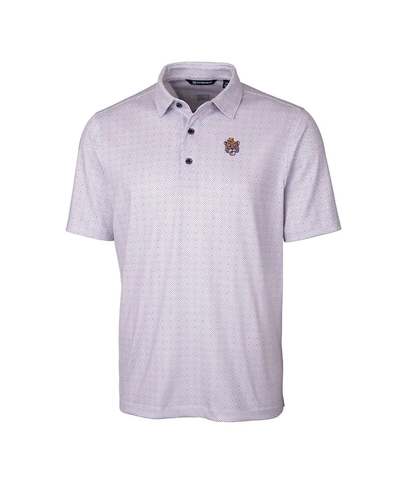 Cutter & Buck Men's Lsu Tigers Primary Team Logo Pike Double Dot Print Stretch Polo