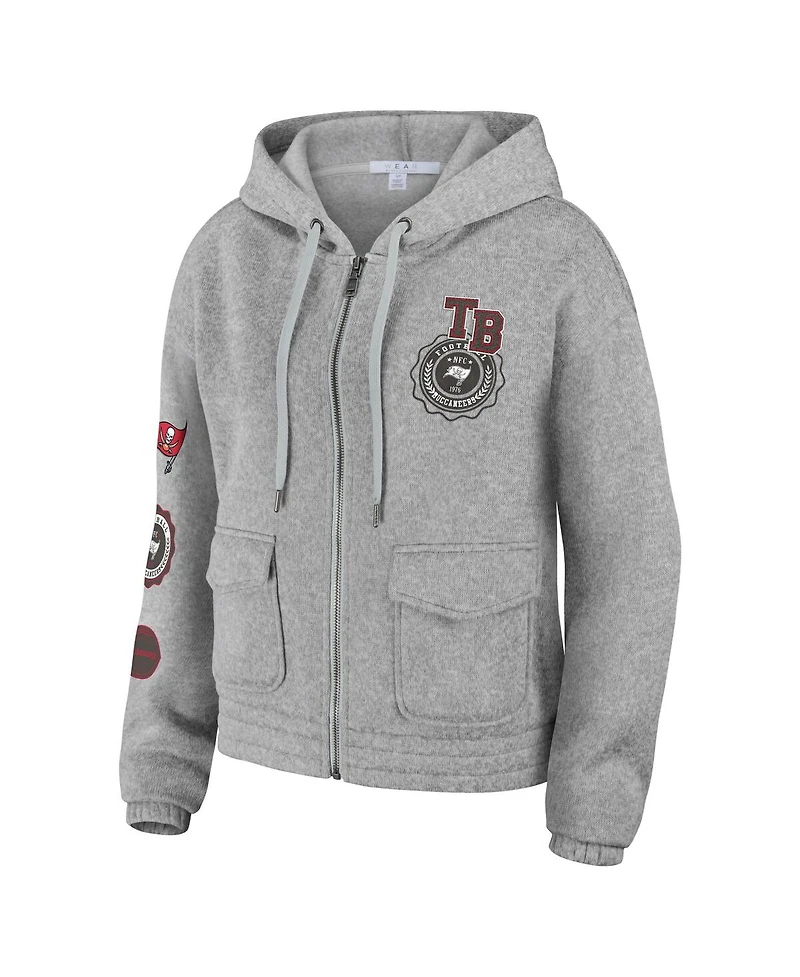 Wear by Erin Andrews Women's Heather Gray Tampa Bay Buccaneers Full-Zip Hoodie