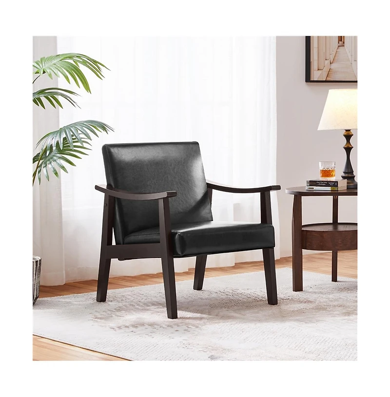 Yaheetech Modern Accent Chair Mid-Century Upholstered Armchair