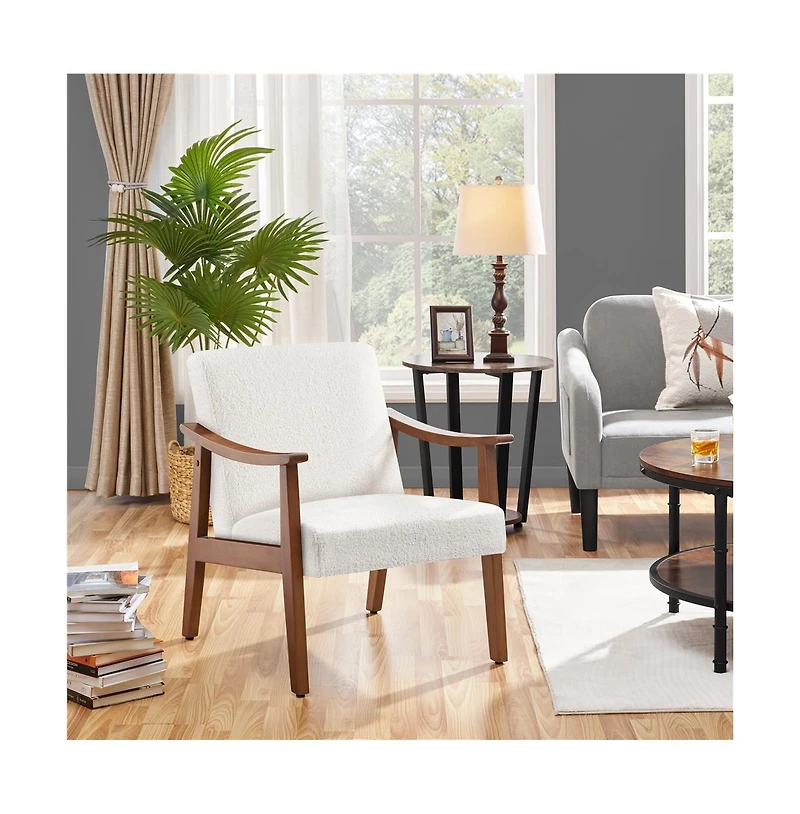 Yaheetech Modern Accent Chair Mid-Century Upholstered Armchair