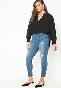 Eloquii Women's Plus Mandarin Collar Tunic