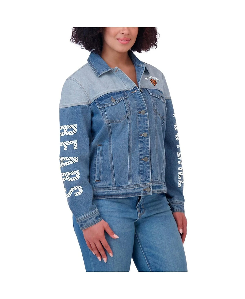 Wear by Erin Andrews Women's Chicago Bears Full-Button Denim Jacket