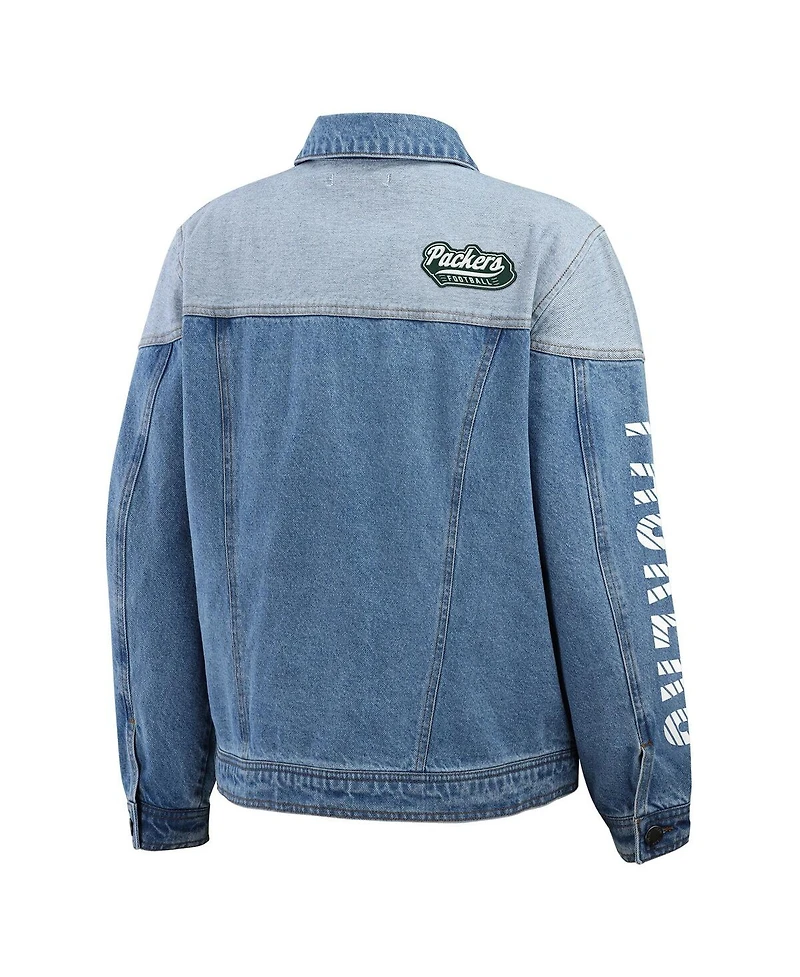 Wear by Erin Andrews Women's Green Bay Packers Full-Button Denim Jacket