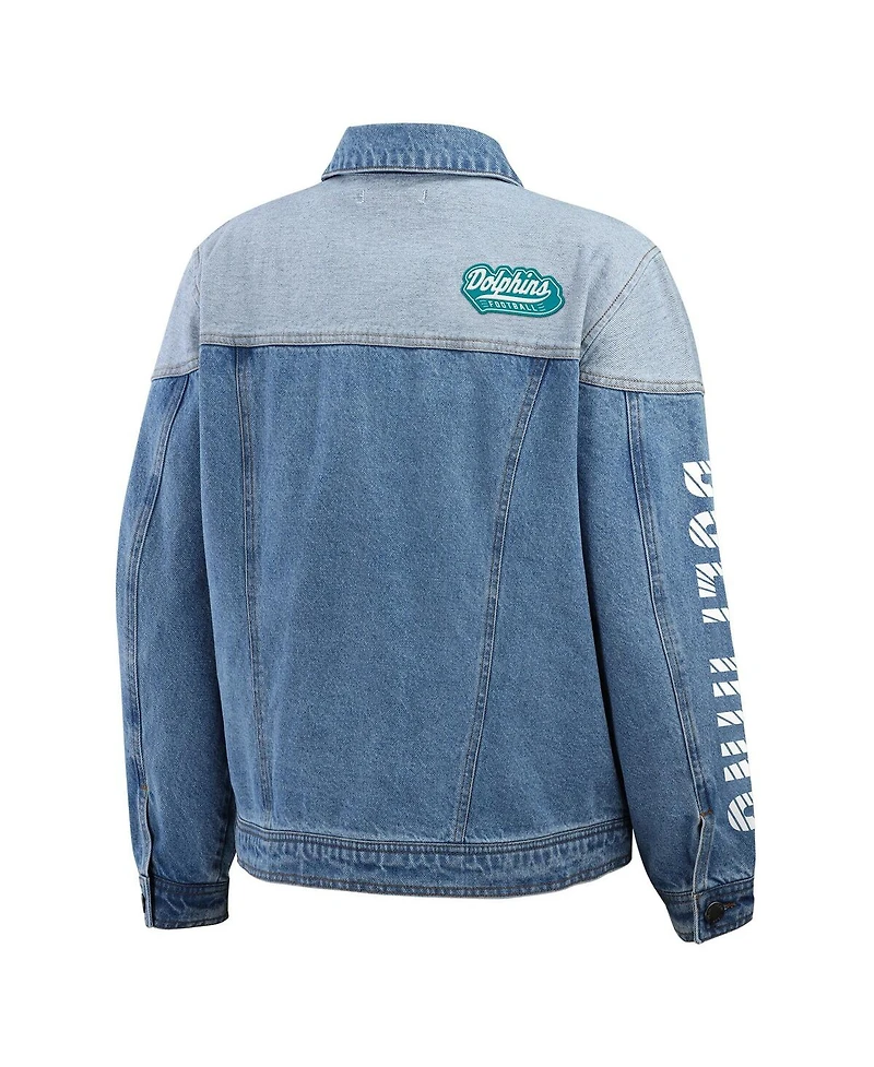 Wear by Erin Andrews Women's Miami Dolphins Full-Button Denim Jacket