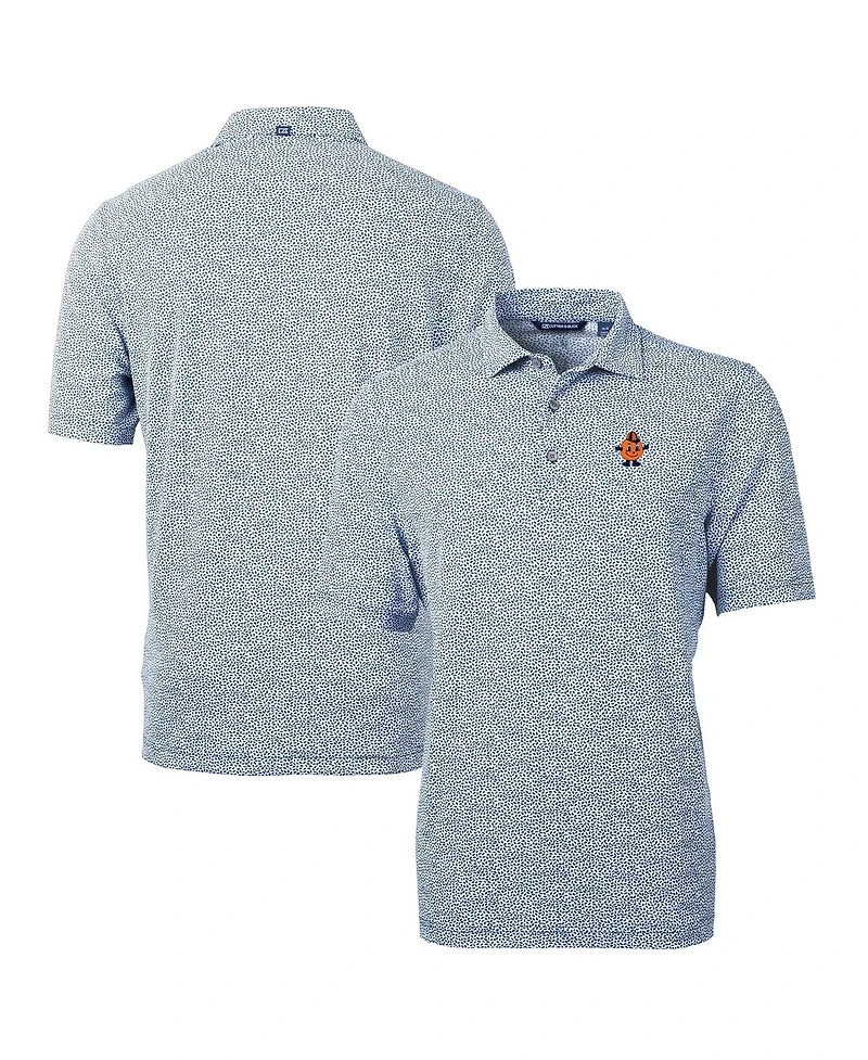 Cutter & Buck Men's Navy/White Syracuse Orange Vault DryTec Virtue Eco Pique Botanical Print Polo