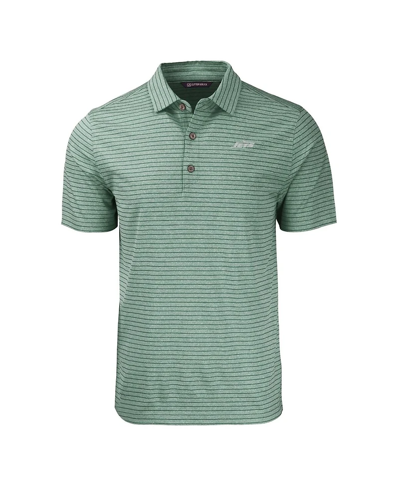 Cutter & Buck Men's Heather Green New York Jets Primary Logo Forge Eco Stripe Stretch Polo