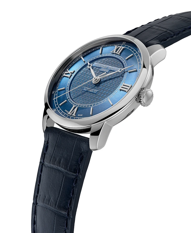 Frederique Constant Men's Swiss Automatic Classics Premiere Blue Leather Strap Watch 39mm