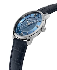 Frederique Constant Men's Swiss Automatic Classics Premiere Blue Leather Strap Watch 39mm