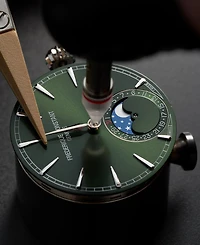 Frederique Constant Men's Swiss Automatic Classic Moonphase Date Manufacture Green Leather Strap Watch 40mm