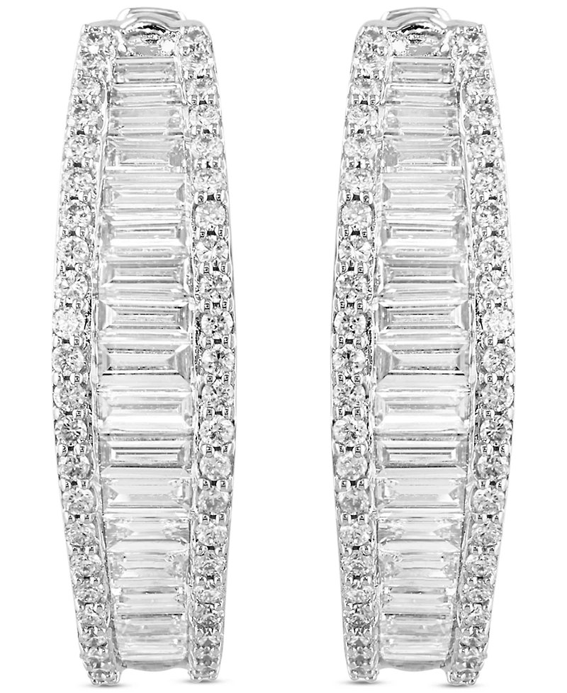 Effy Lab Grown Diamond Baguette & Round Hoop Earrings (2-3/8 ct. t.w.) 14k White or Yellow Gold