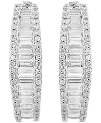 Effy Lab Grown Diamond Baguette & Round Hoop Earrings (2-3/8 ct. t.w.) 14k White or Yellow Gold