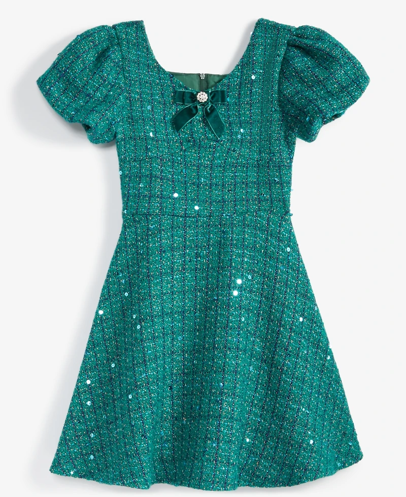 Rare Editions Big Girls Sequin Tweed Social Dress