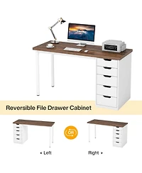 Tribesigns Computer Desk with 5 Drawers, 47 inches Rustic Brown Home Office Desk with Storage, Modern Simple Laptop Desk Study Writing Table for Small
