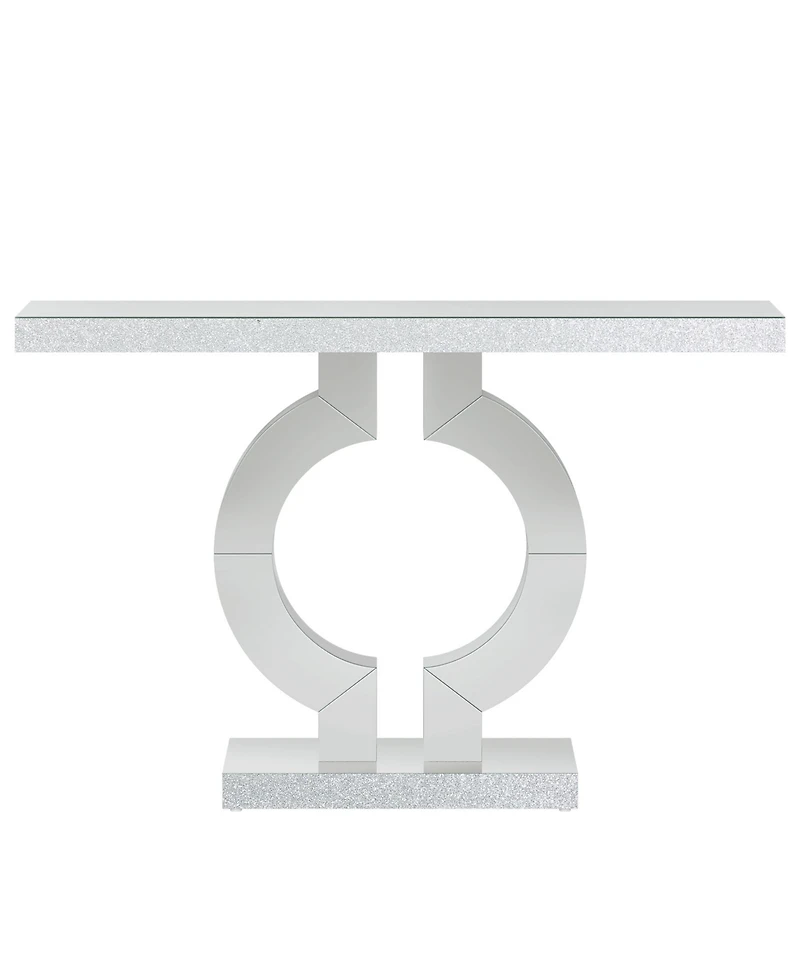 Tribesigns Mirrored Console Table with O-Shaped Base, 43-Inch Modern Entryway Table Glass Sofa Table with Mirror Finish, Rectangle Narrow Accent Foyer