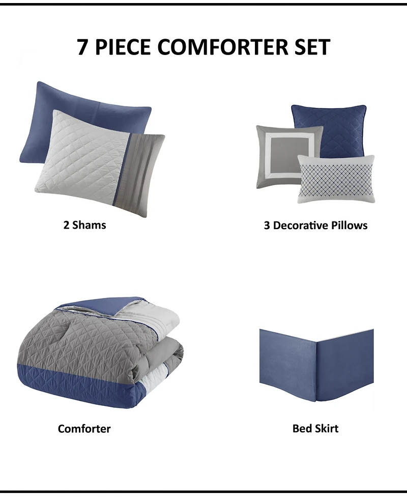 Madison Park Jenson 7-Pc. Color Block Stripe Comforter Set