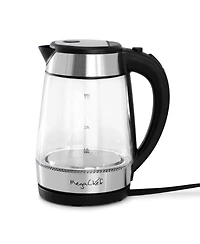 MegaChef 1.7 Quart Glass and Stainless Steel Electric Tea Kettle in Silver