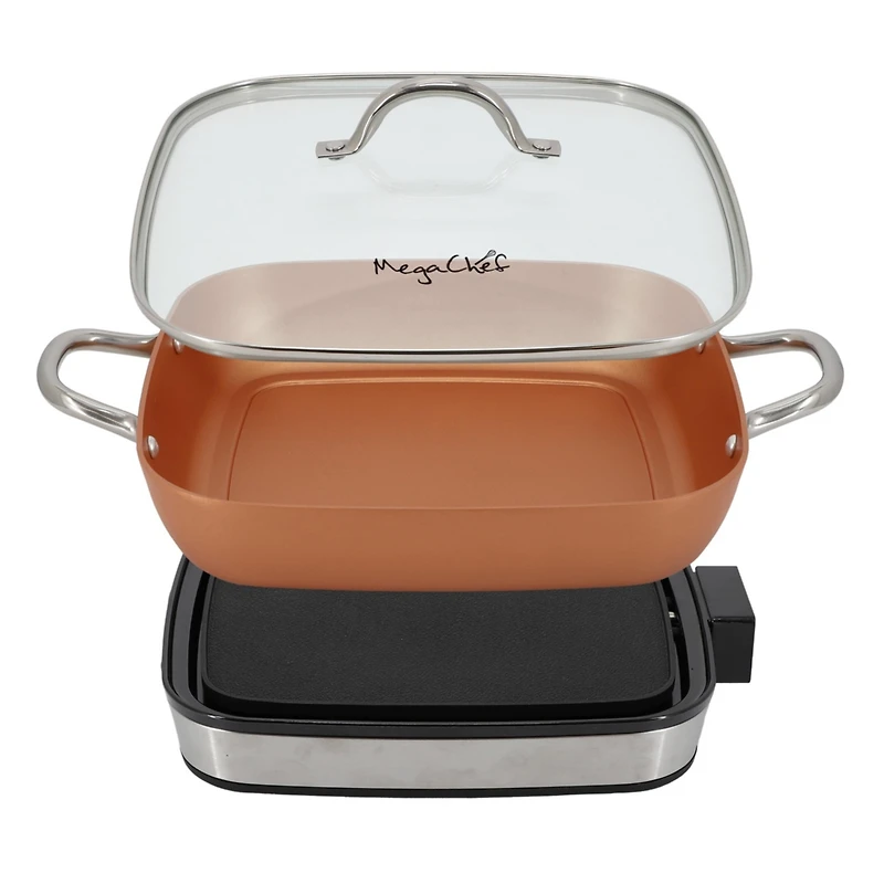 MegaChef 11.81 Inch Electric Fry Pan with Copper Coating