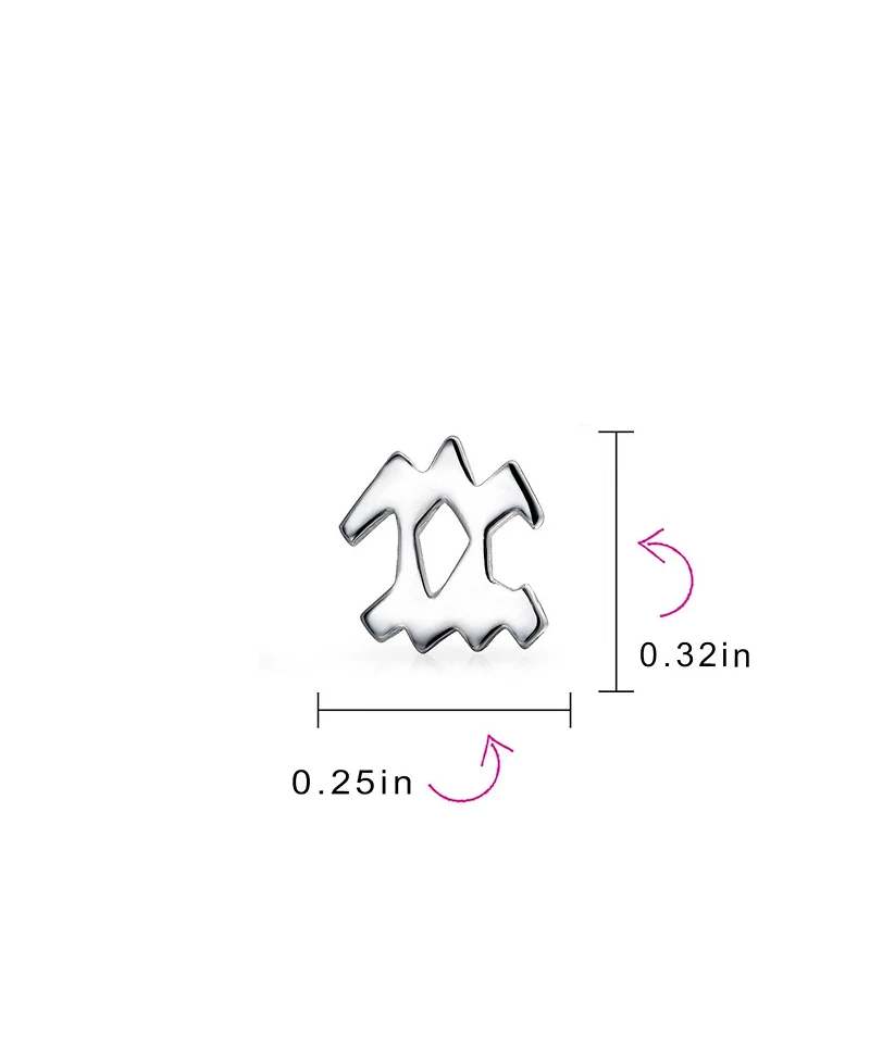 Bling Jewelry Tiny Simple Aquarius Astrology Horoscope Zodiac Stud Earrings .925 Sterling Silver