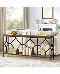 Tribesigns 71 Inch Extra Long Sofa Table, Narrow Console Tables Behind Couch Table with Open Storage Shelf
