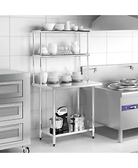 36 x 12 Inch Kitchen Stainless Steel Overshelf with Adjustable Lower Shelf