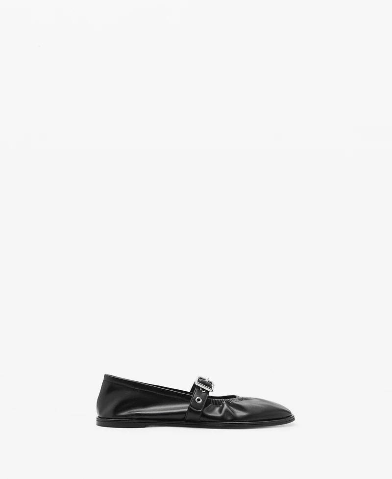 Mango Women's Round Toe Buckle Ballerinas