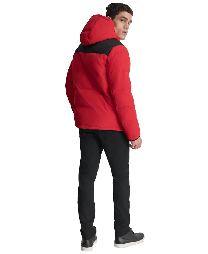 Dkny Men's Mixed-Media Puffer Coat, Created for Macy's