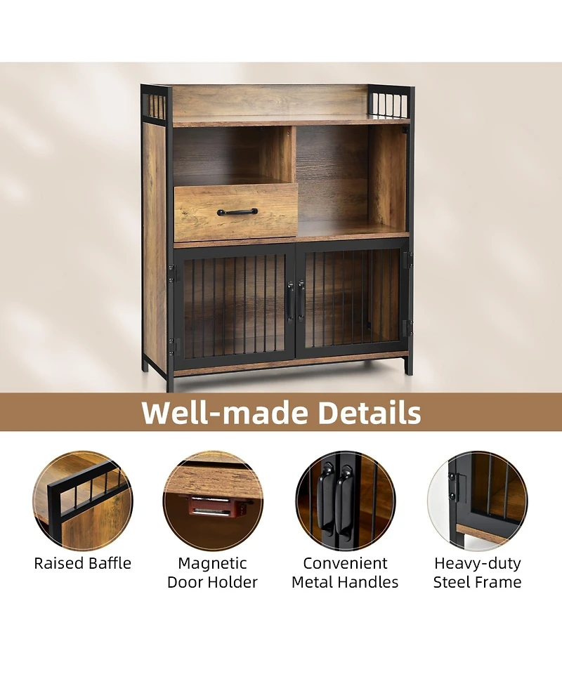 Sugift Buffet Cabinet with Drawer and Wood Storage Shelf for Kitchen