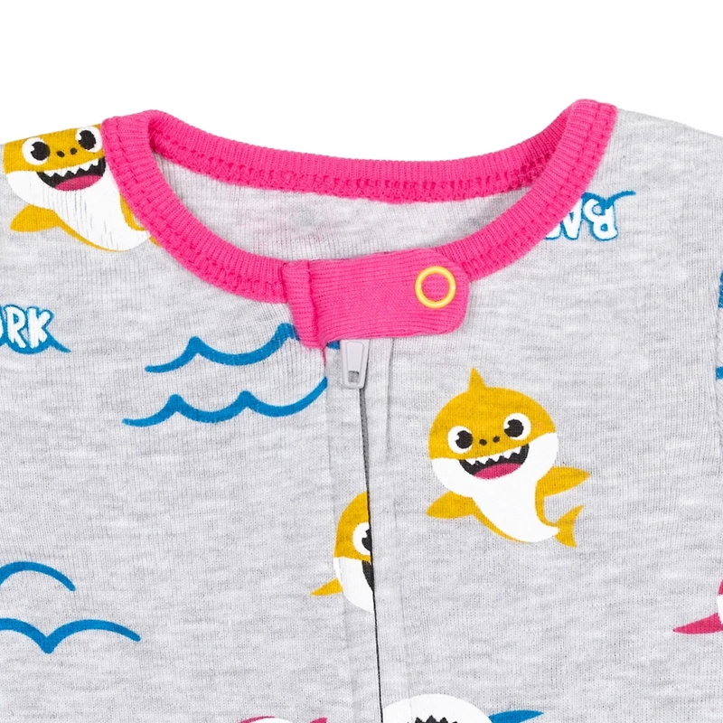 Baby Shark Girls Pinkfong 2 Pack Zip Up Sleep N' Play Coveralls