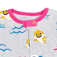 Baby Shark Girls Pinkfong 2 Pack Zip Up Sleep N' Play Coveralls