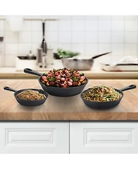 MegaChef Pre-Seasoned 3 Piece Cast Iron Skillet Set
