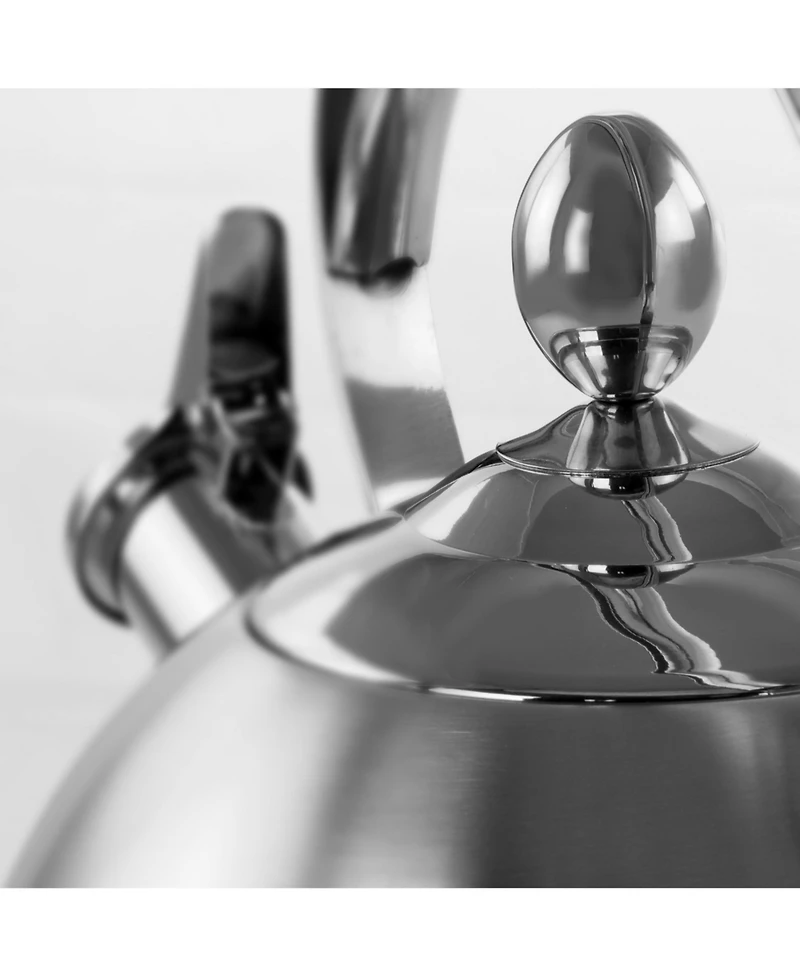 MegaChef 2.8 Quart Round Stovetop Whistling Kettle in Brushed Silver