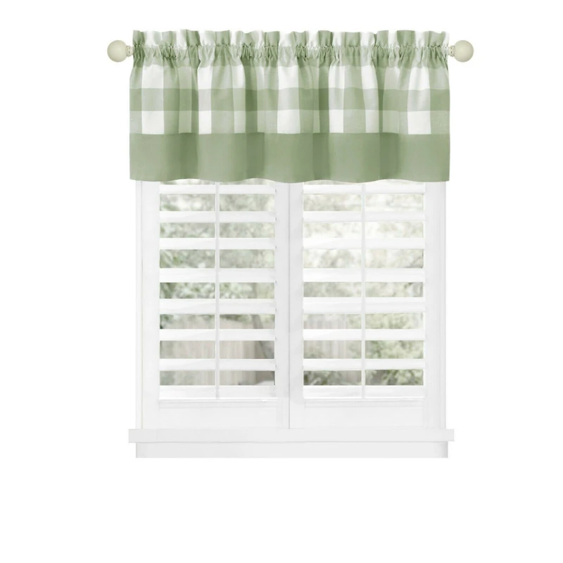 Kate Aurora Modern Farmhouse Buffalo Plaid Checkered Rod Pocket Window Valance Curtain