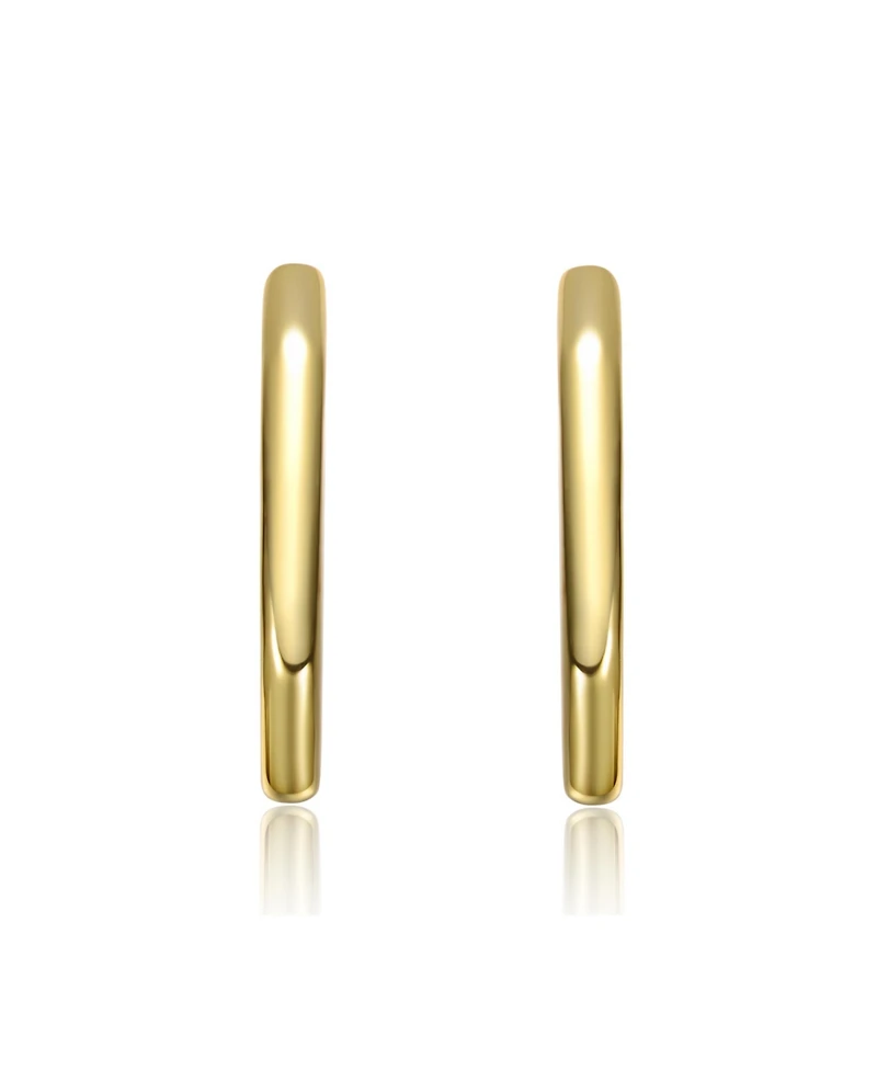 14K Gold Plated Open Geometric Tubular C-Hoop Earrings