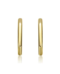 14K Gold Plated Open Geometric Tubular C-Hoop Earrings