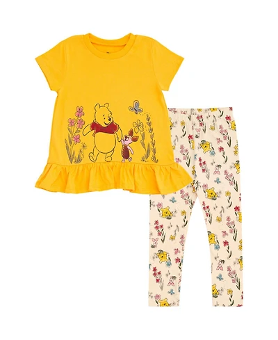 Winnie the Pooh Baby Girls Peplum T-Shirt and Leggings Outfit Set
