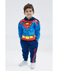 Justice League Boys Dc Comics Superman Batman Fleece Pullover Hoodie and Pants Outfit Set to