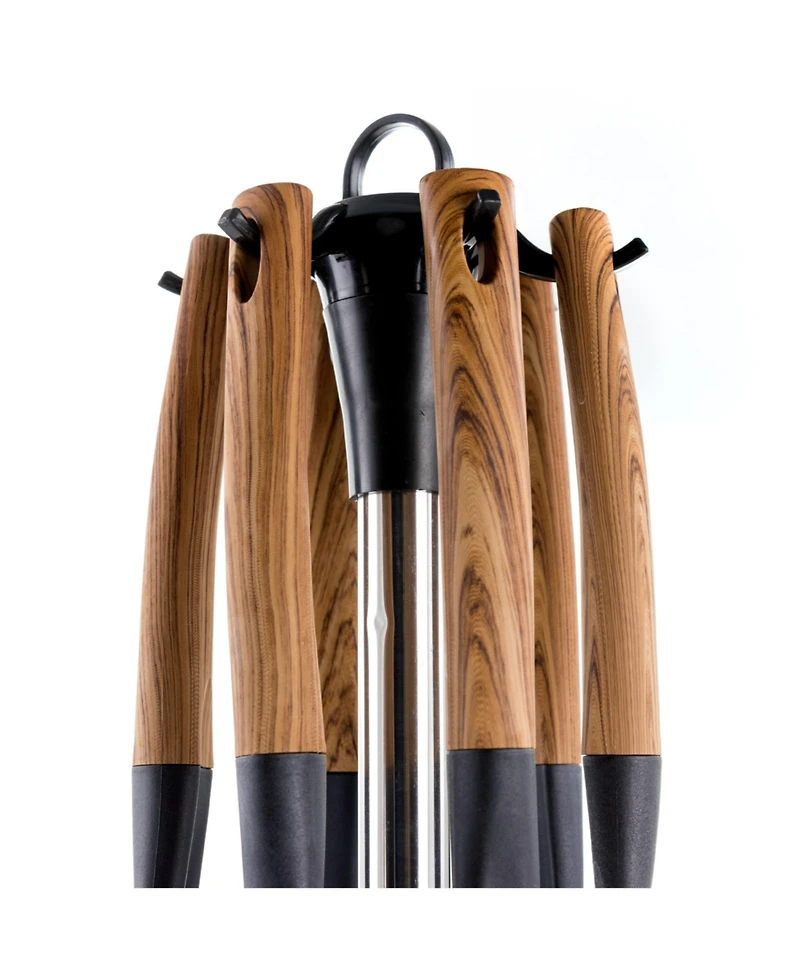 MegaChef Black Nylon Cooking Utensils with Wood Design, Set of 7