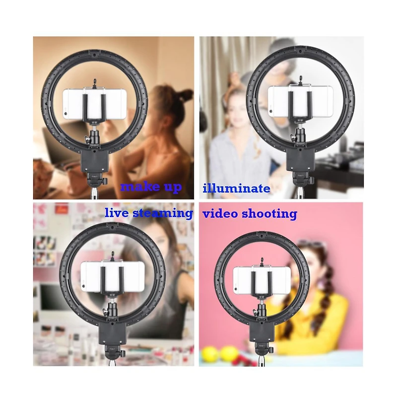 8" Dimmable Led Ring Light Floor Table Stand Usb with Phone Holder for Makeup Live Stream