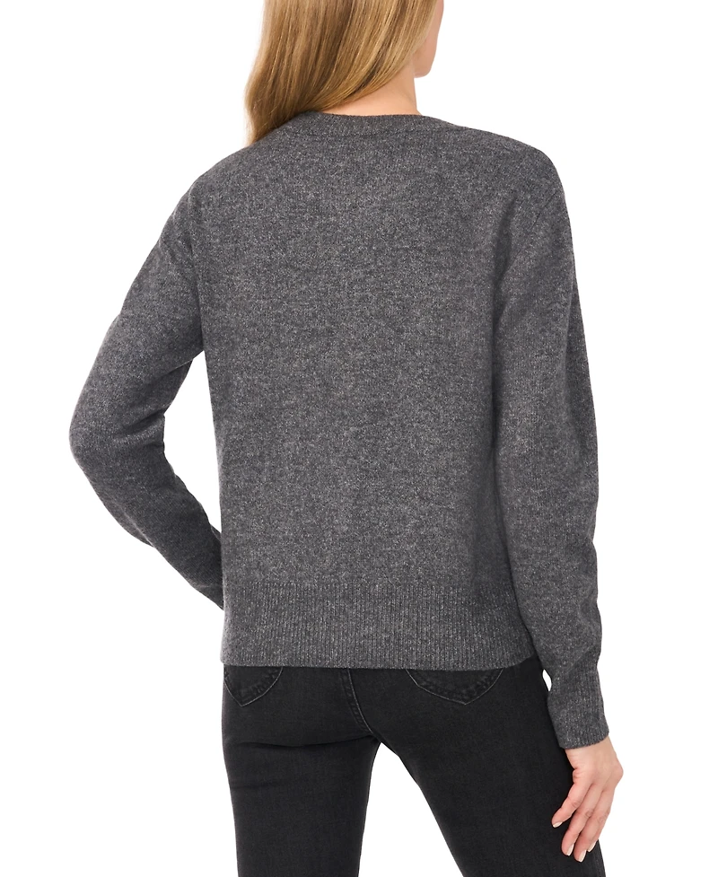 CeCe Women's Bow-Trim Crewneck Sweater