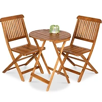 Best Choice Products 3-Piece Acacia Wood Bistro Set, Folding Patio Furniture w/ 2 Chairs, Table
