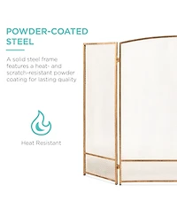 Best Choice Products 47.5x27.25in 3-Panel Steel Mesh Fireplace Screen, Spark Guard w/ Rustic Worn Finish