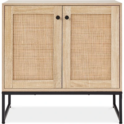 Best Choice Products 2-Door Rattan Storage Cabinet, Accent Furniture, Cupboard w/ Non-Scratch Foot Pads