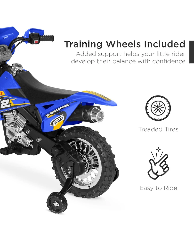 Best Choice Products 6V Kids Electric Battery Powered Ride On Motorcycle w/ Training Wheels, Lights, Music