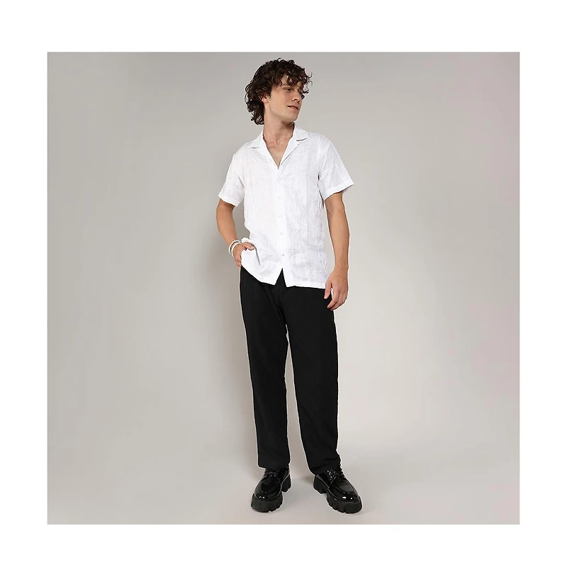 Men's Chalk White Embroidered Heathered Shirt