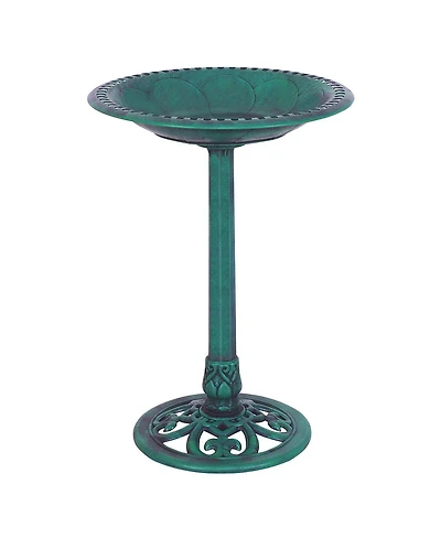 Skonyon Outdoor Garden Green Pedestal Bird Bath Feeder
