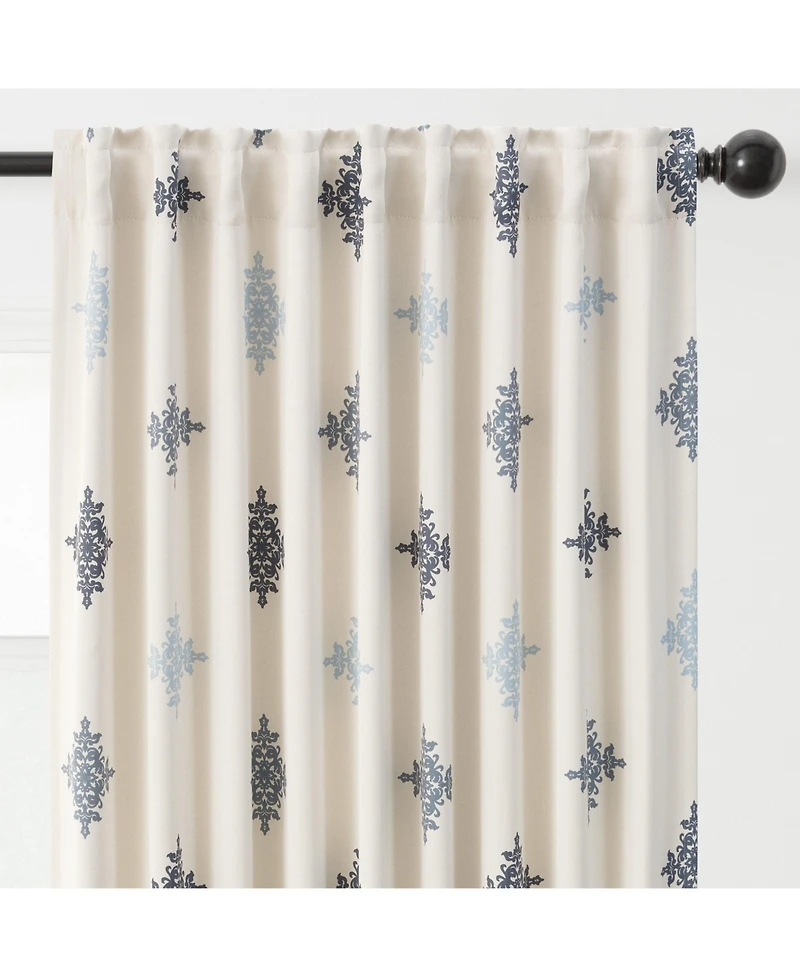 Chanasya Premium 2-Panel Ornamental Damask Room Darkening Curtains - 3-in-1 Back Tab, Rod Pocket, Ring Tab - for Windows Living Room Bedroom