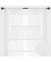 Chanasya Premium Embroidered Vine Curtains - Sheer for Living Room, Bedroom, Kitchen 52" x 108" White, 2 Panels
