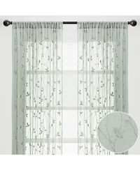 Chanasya Premium Embroidered Vine Curtains - Sheer for Living Room, Bedroom, Kitchen 52" x 108" White, 2 Panels